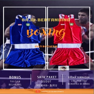 Baju Tanding Boxing/tinju Paket Merah Biru BONUS TULISA BELAKANG