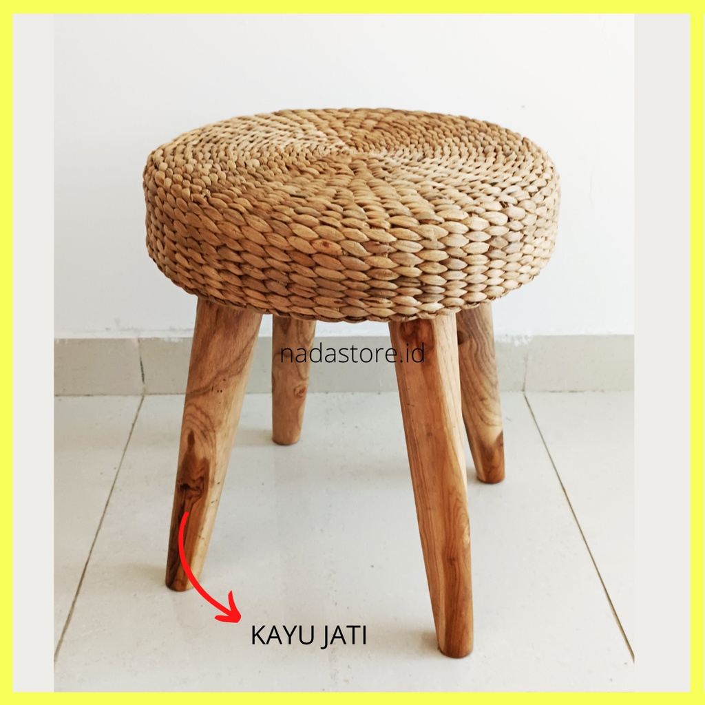 BANGKU / MEJA HIAS RUSTIC / SIDE TABLE ANYAMAN ENCENG GONDOK DIAMETER T40 T50 CM