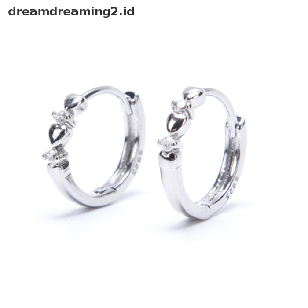 Anting Tusuk Bentuk Hati Bahan Sterling Silver 925 Untuk Wanita