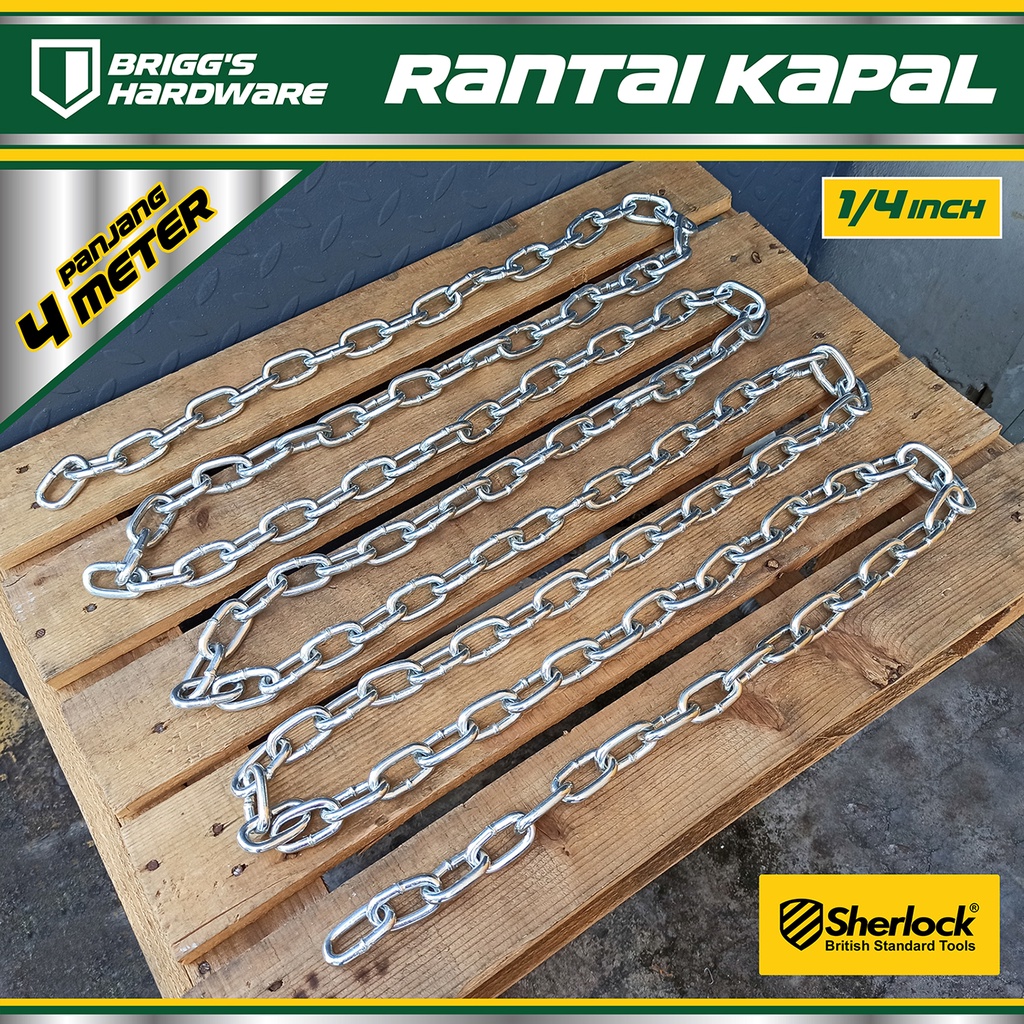 Jual Rantai Besi / Kapal Galvanized 6 mm ( 1/4 inch ) panjang 4 meter ...