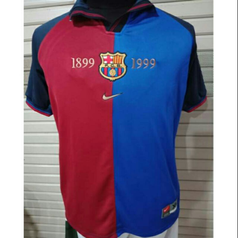 jersey retro bola barcelona centenary home 1999