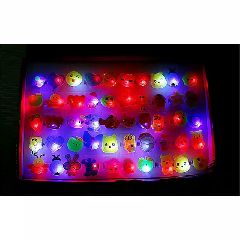 MOMBABY1 LED Mainan Cincin Anak Nyala 1 set isi 10 pcs atau Mainan Aksesoris Cincin anak