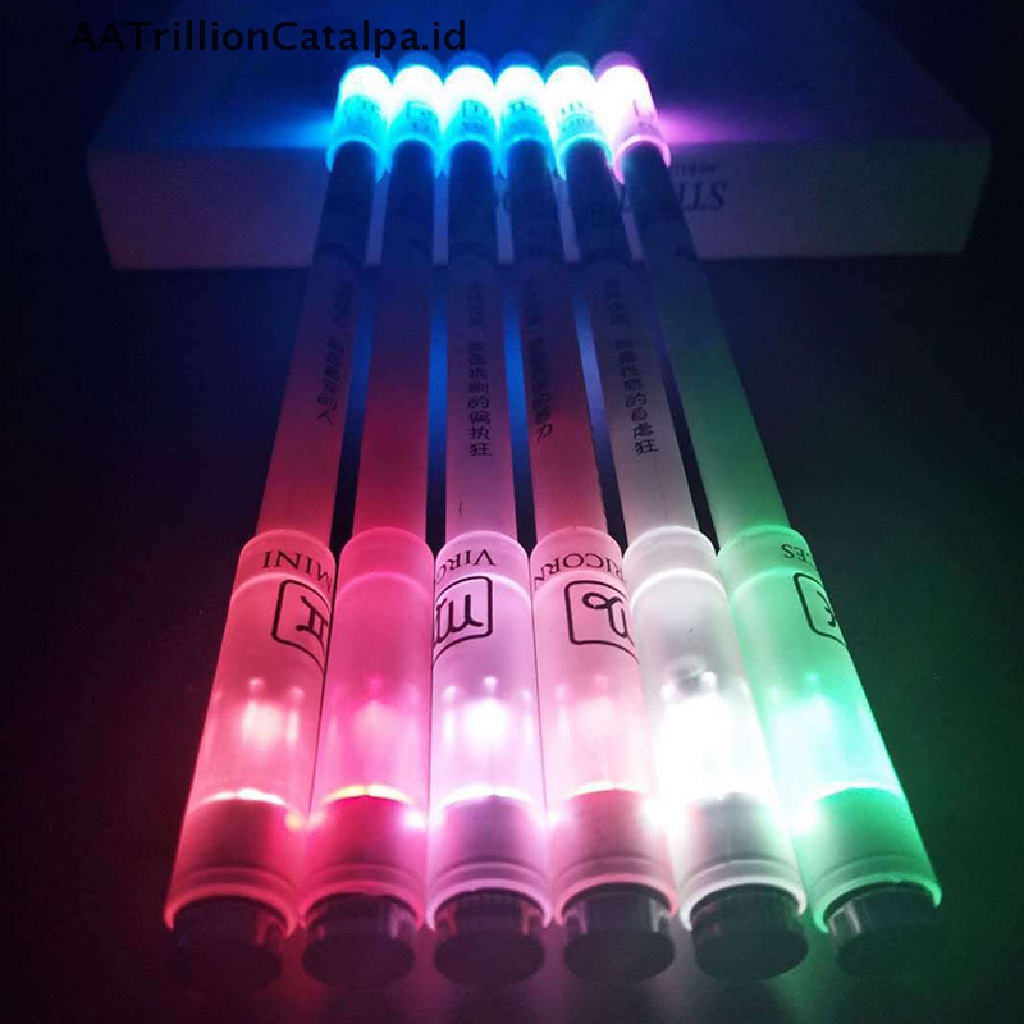 (AATrillionCatalpa) Pulpen Gel 0.5mm Dengan Lampu LED Untuk Pelajar