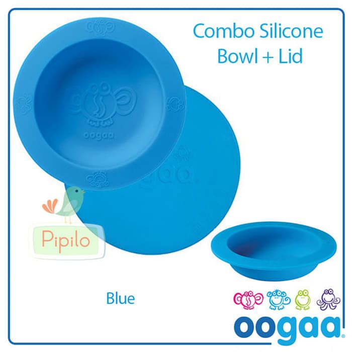 Oogaa Combo Silicone Bowl and Lid - Blue / Mangkuk Tempat Makan Anak