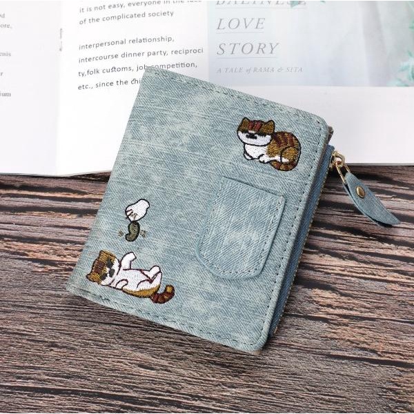 DOMPET WANITA KECIL FELICIA WA033B2 KULIT KUCING BIRU FASHION IMPORT