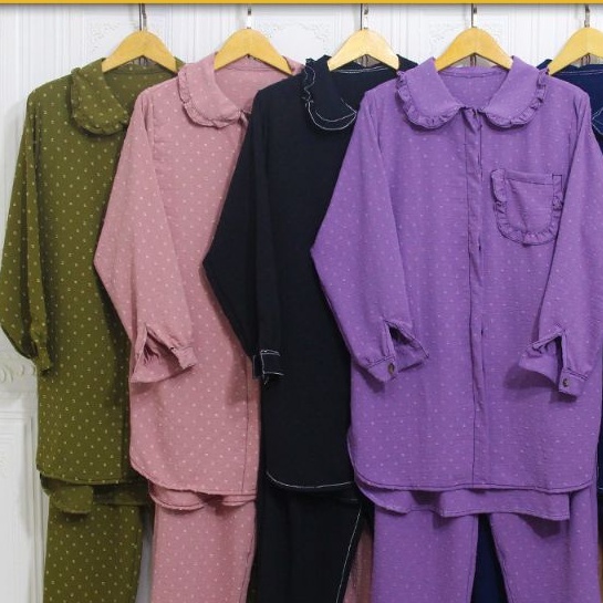 Setcel Zara model sayap belakang bahan Crinkle Rubi