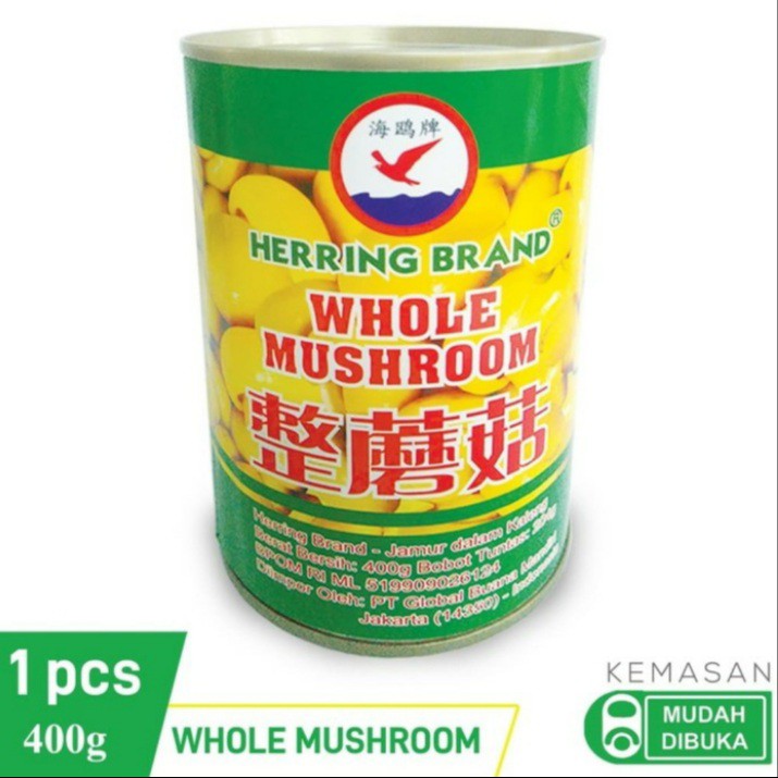 Jamur Kancing HERRING BRAND Whole Mushroom 400gr