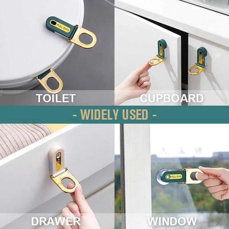 Pegangan Pengangkat Tutup Kursi Closestool Anti Kotor Lipat Rumah Tangga/Pengangkat Dudukan Toilet Portable/Multifungsi180°Cincin Tarik Putar Pengangkat Tutup Toilet Aksesori Kamar Mandi