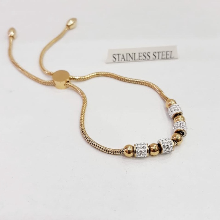 GELANG TITANIUM SERI85 SERUT BAMBU BIJI LADA GOLD