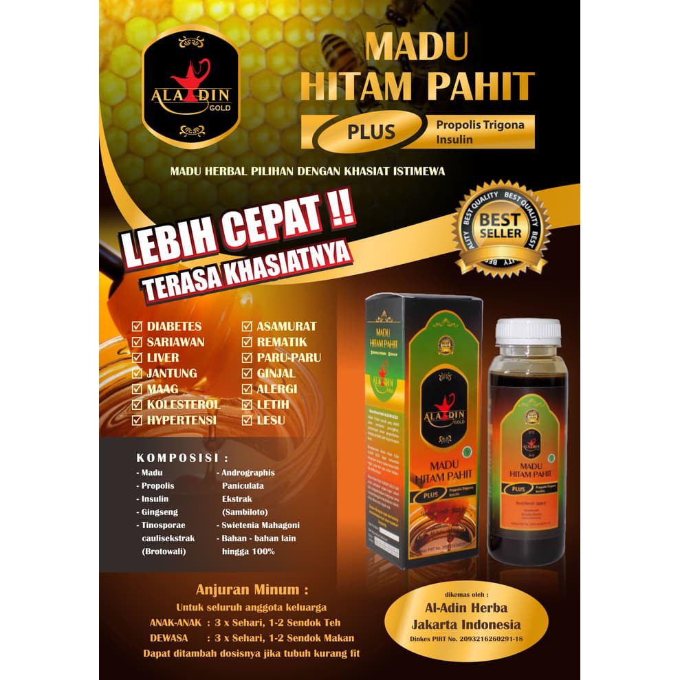 

Madu Hitam Pahit ALADIN Gold Plus (Propolis Trigona Insulin)| Diabetes - MMD1087