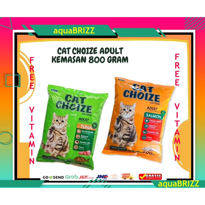 Makanan kucing cat choize adult &amp; Kitten all varian SALMON TUNA FREE VITAMIN MINYAK IKAN