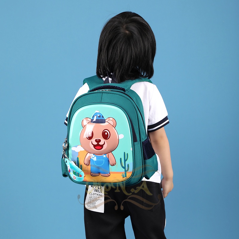 [MONA] Tas Anak Sekolah Ransel PG/PAUD TK Lucu Keren Imut Cowok/Cewek Motif Timbul Karakter Hewan Import Premium -M0190