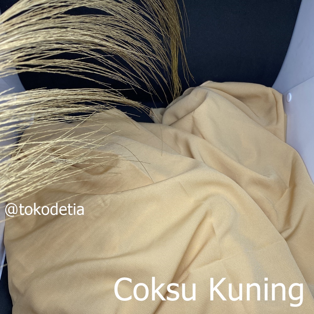 TERMURAH Kain Wolfis Grade A /  Wolpeach Premium /Wolvis Premium gamis tunik fashion-coksu kuning