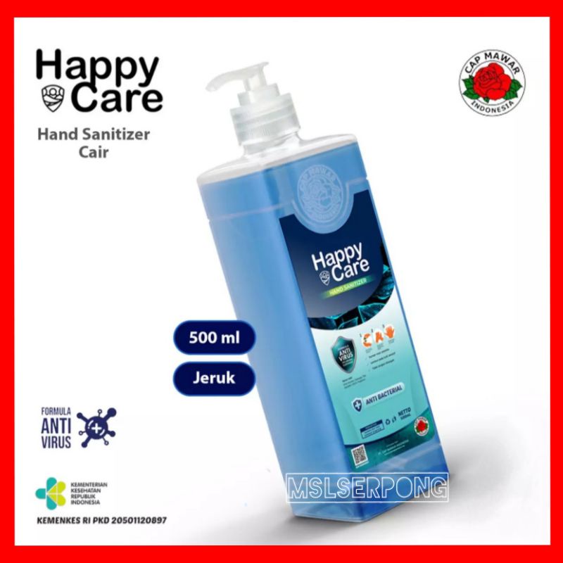 HAND SANITIZER CAIR AROMA JERUK 500ML IZIN KEMENKES HAPPY CARE / HAND SANITIZER LIQUID / HAND SANITIZER