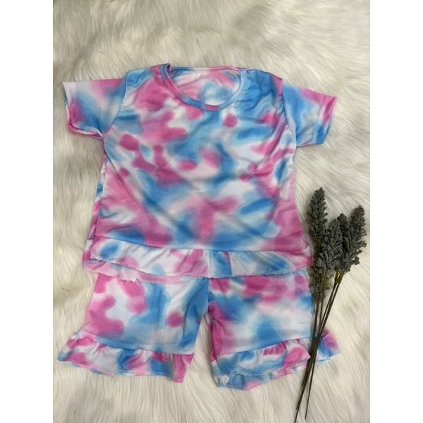 Setelan Anak Anak Rumbai Tie Dye