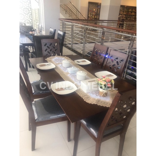 meja makan kayu 6 kursi ready stock meja makan minimalis kayu meja makan furnilux promo dijamin term