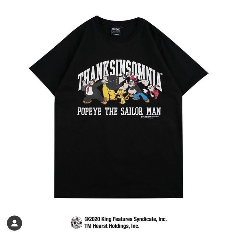 THANKSINSOMNIA X POPEYE The Sailor  Black T-Shirt UNISEX