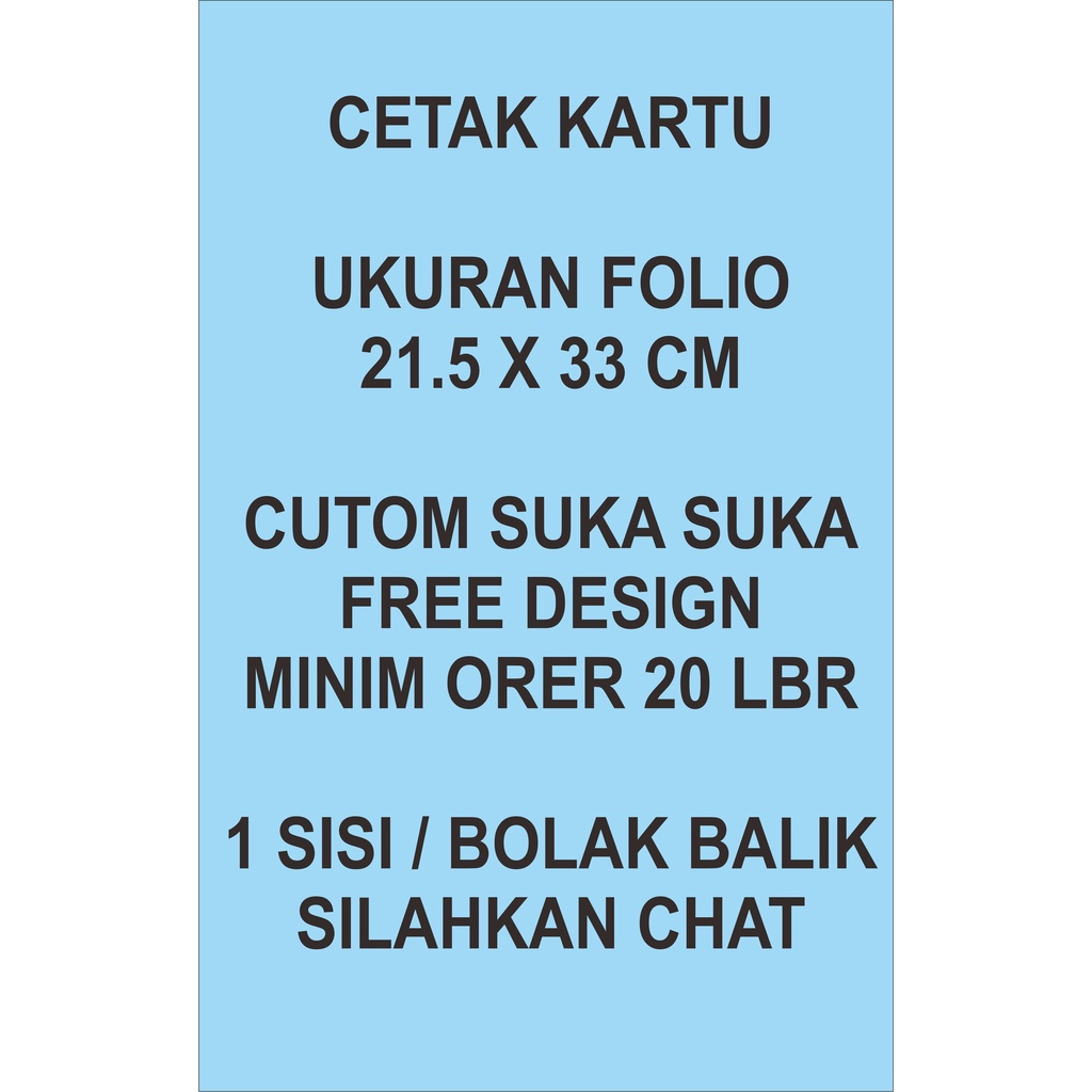 

CETAK KARTU IURAN KARTU STOK KARTU PEMBAYARAN UKURAN FOLIO CUMTOM SESUAI PERMINTAAN