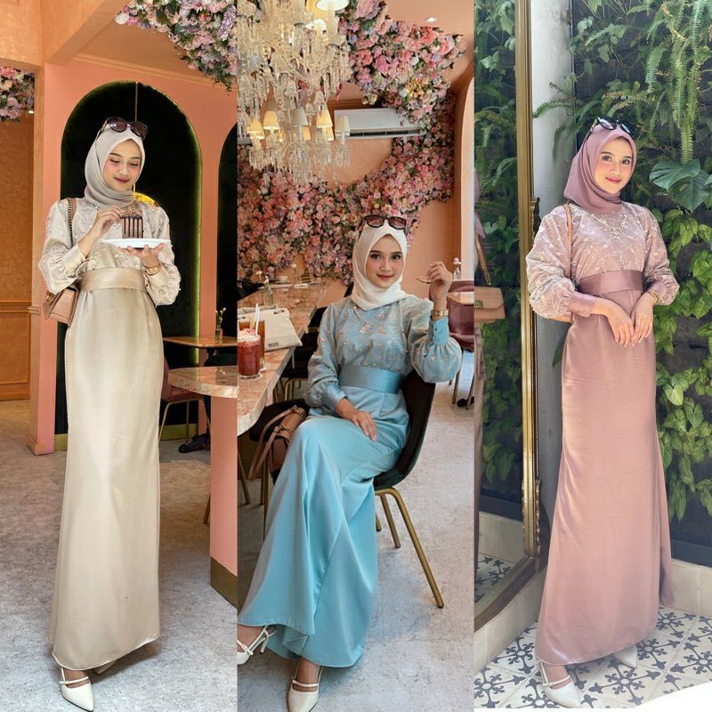 Satin Brokat / baju kondangan / dress satin brokat / dress korea /dress kondangan / brokat / dress s