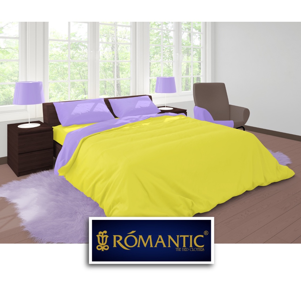 Two Tone Bedcover ROMANTIC Lilac x Kuning aesthetic Bandung