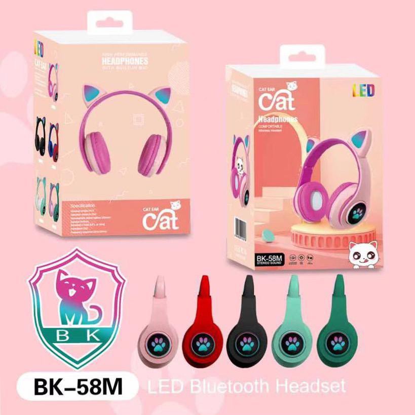 dc88 - Wireless Bando Cat BK-58M / Headset Bluetooth Bando Ear Cat LED BK-58M / BK 58M