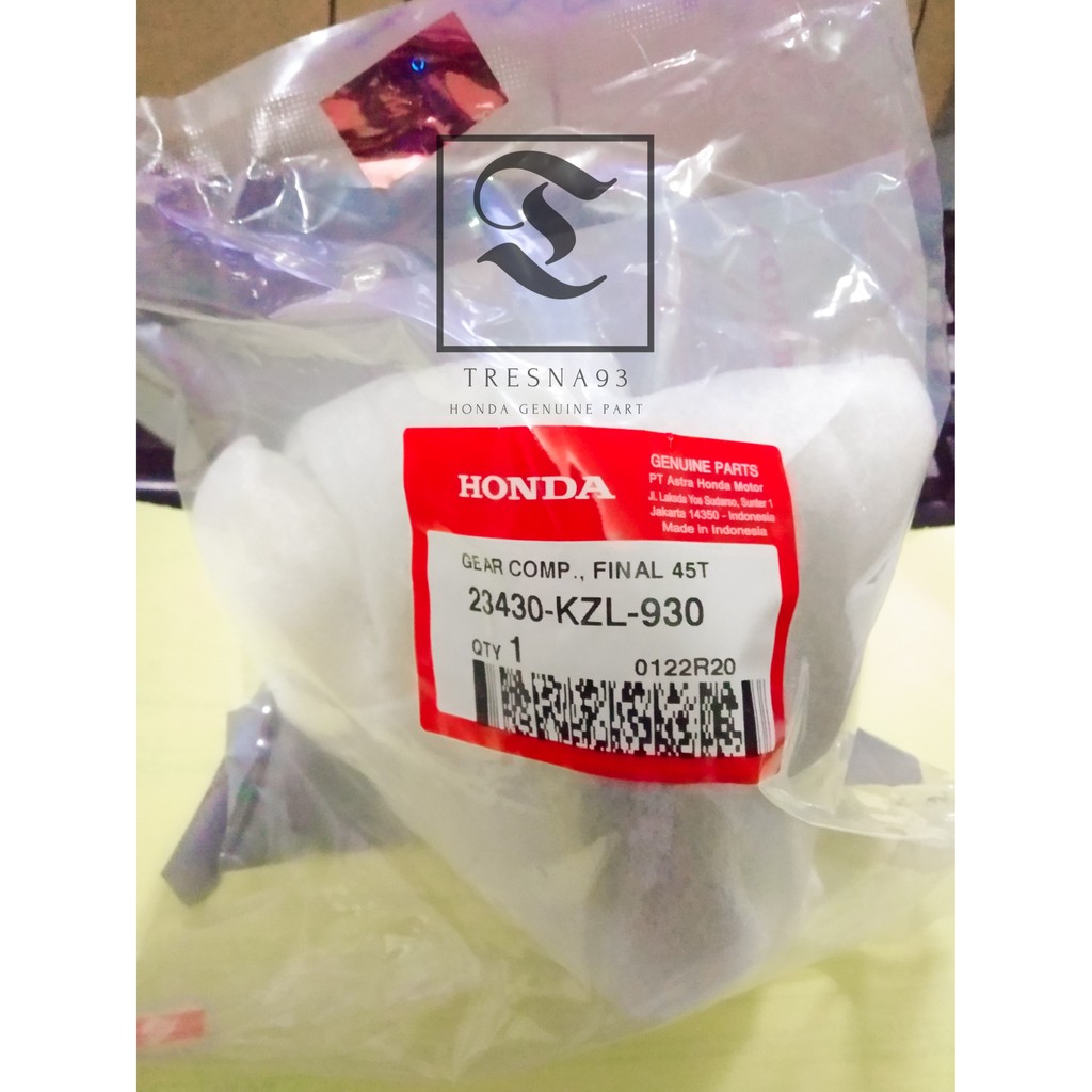 23430-KZL-930 AS RODA BELAKANG ORIGINAL BEAT FI,SCOOPY FI,SCOOPY ESP & VARIO | GEAR COMP FINAL(45T) 