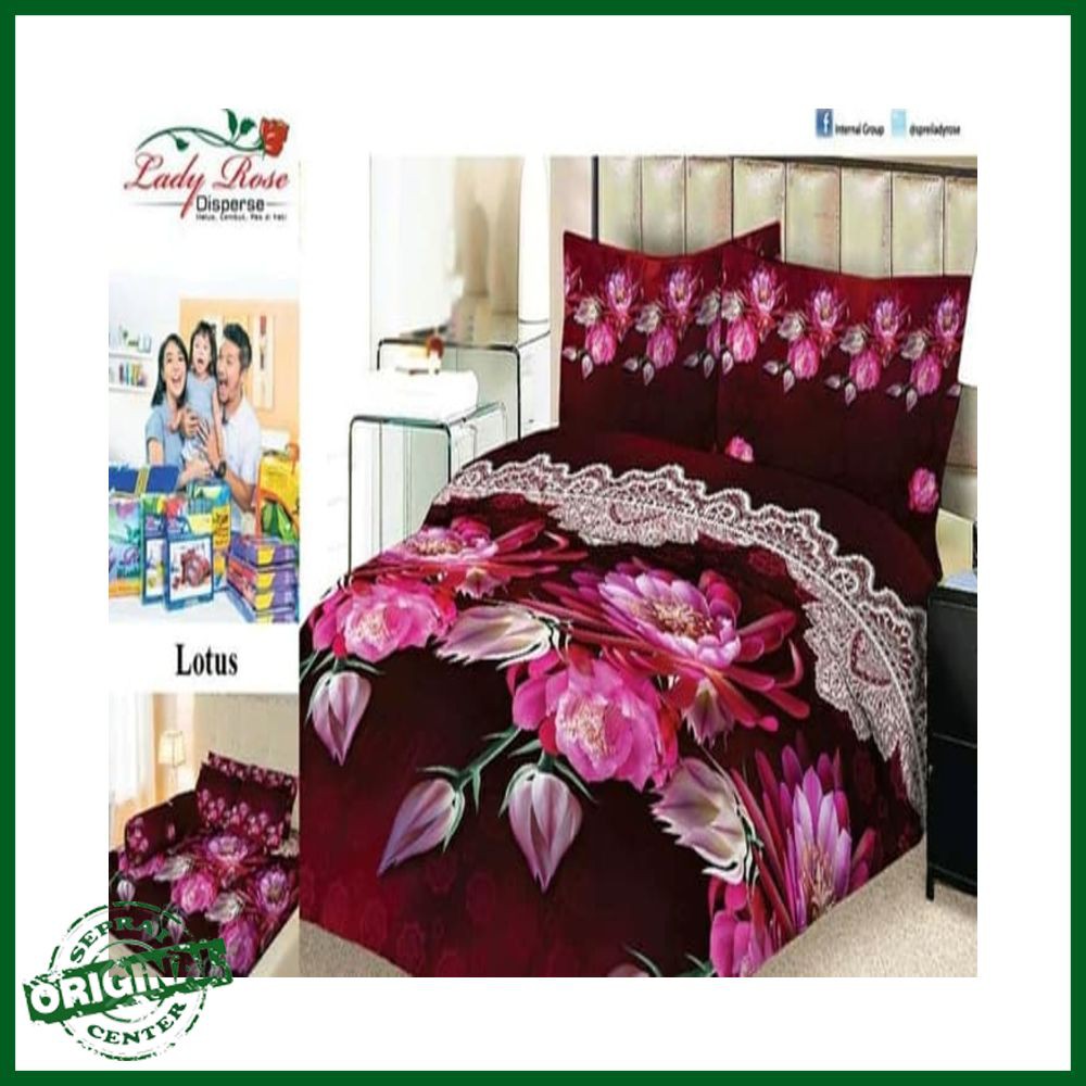 SEPREI LADY ROSE / SPREI LADY ROSE LOTUS QUEEN 160 No.2 SEPRAI BATIK BUNGA TERATAI PINK