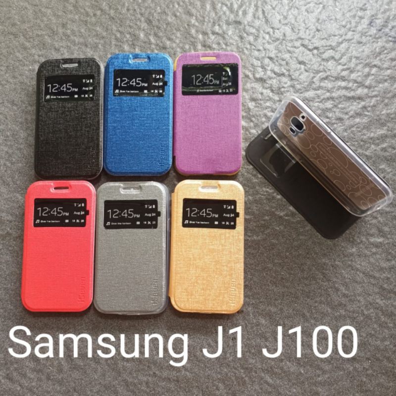 Flip case Samsung J1 J100 J1 2015 . J1 Ace J110 flipcase book cover sarung dompet