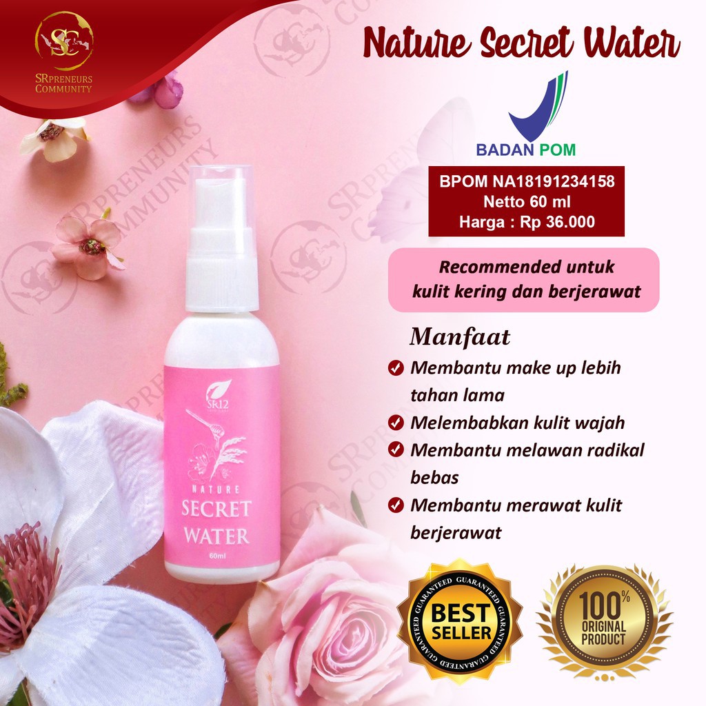 NATURE SECRET WATER SR12 / Face Mist / Setting Spray Make Up / Bebas Jerawat / Kulit Berjerawat