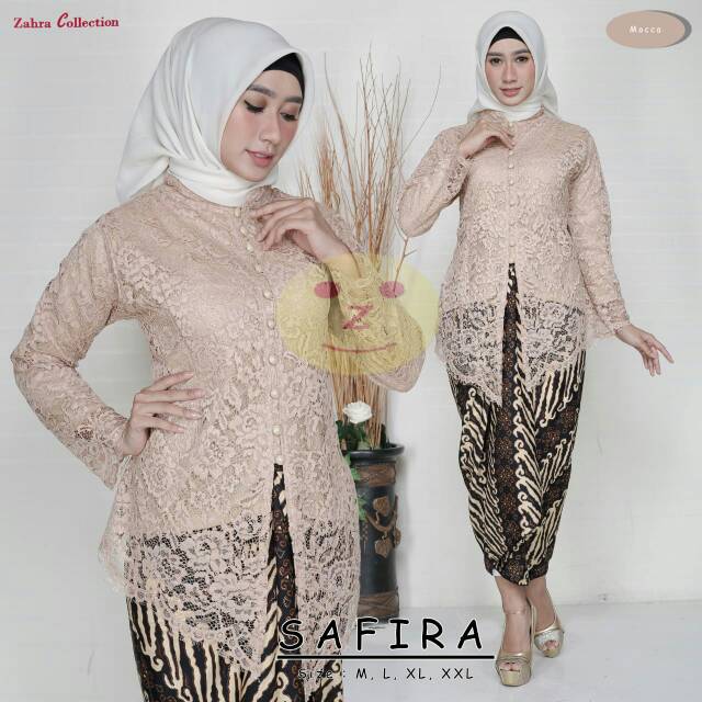 Setelan brukat Safira (tunik + rok plisket)