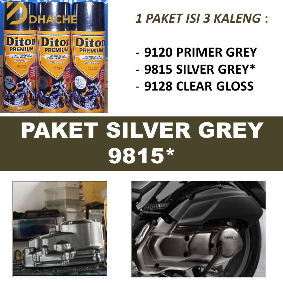 Paket Lengkap Cat Pilox Diton Premium 9815 Silver Grey Warna Abu Abu Perak 400cc pylox velg mesin