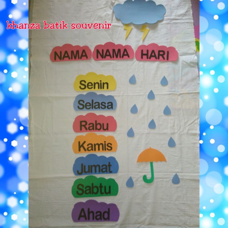 hiasan kelas/ hiasan dinding nama hari