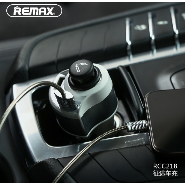 REMAX RCC218 JourneyCar Output 4.8A Car Charger 2 Port USB plus Socket Lighter Charger Mobil 3 in 1