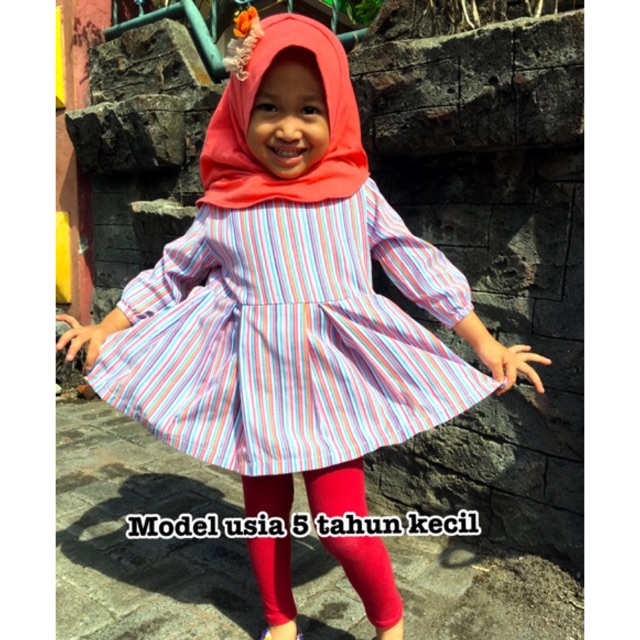 Kemeja chibi kotak kotak anak perempuan bahan katun 2-5 tahun nablfashion