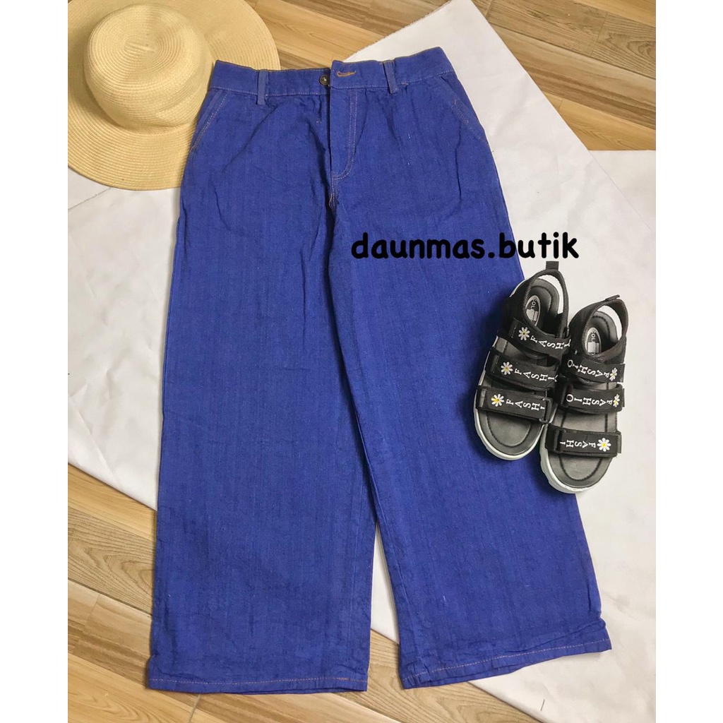 1KG MUAT 4PCS | CELANA KULOT JEANS HIGHWAIST WARNA PASTELA HITS SELEBGRAM FASHION WANITA-KLT NAVY
