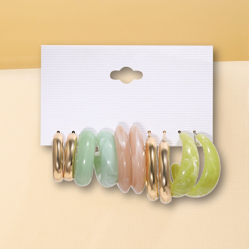 5 Pcs/Set Fashion Warna Akrilik Anting Tusuk Aksesoris Wanita