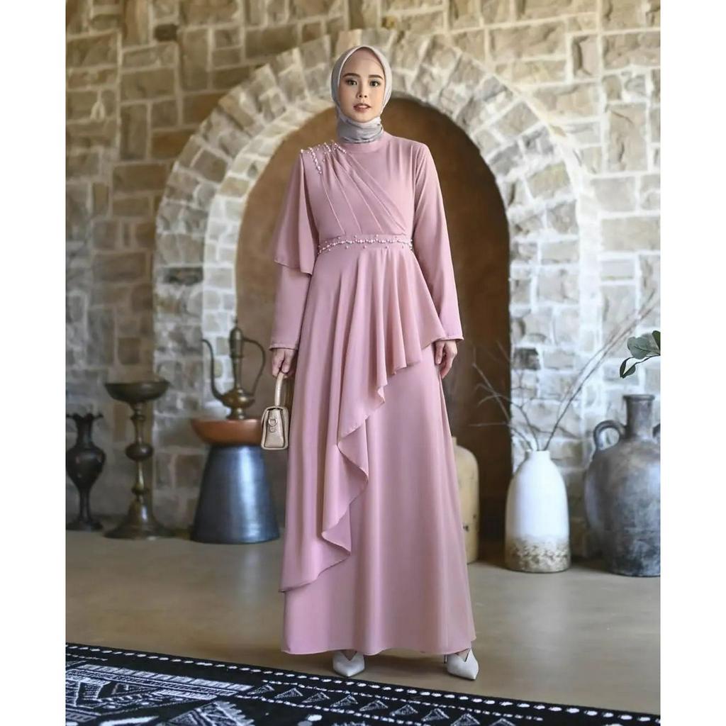 [COD] Yuvika dress Gamis Kondangan Aplikasi Mutiara Dress Remaja Terbaru Fashion Muslim Mutiara Gamis Ceruty Gamis Brukat