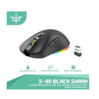 Mouse gaming Nyk nemesis wired type-c wireless 2.4ghz mode optical 10000dpi 7d rgb s-80 Black shark s80 blackshark