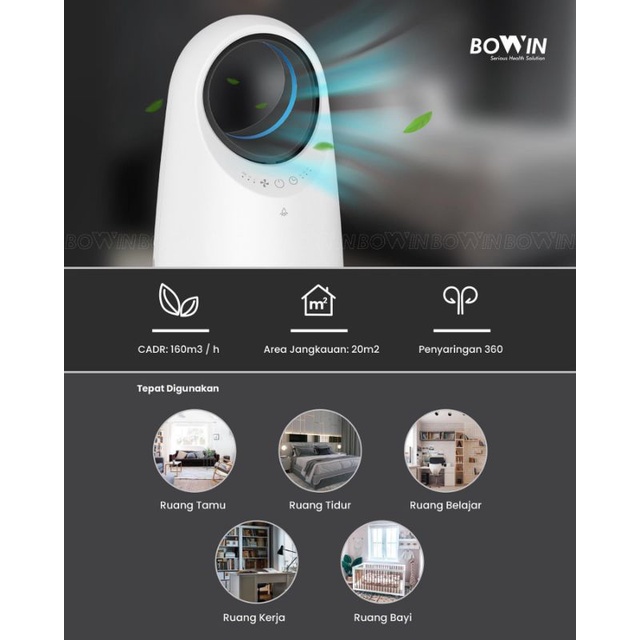 BOWIN Air Purifier - Oxy Fresh HALO (Filter HEPA 13 &amp; Karbon Aktif)