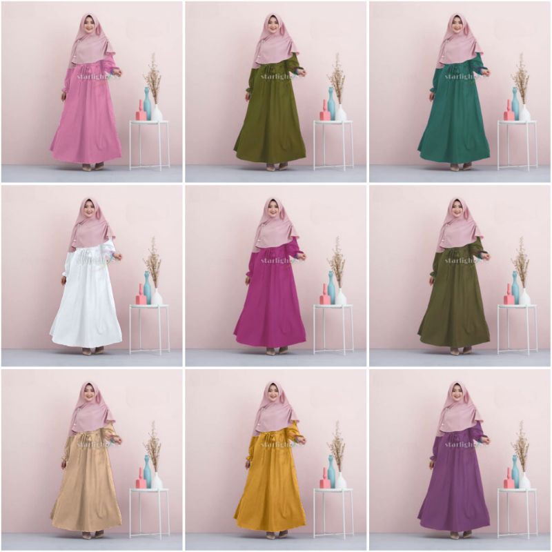 starlight88 - gamis katun polos basic busui plain cantik seragam petra solo elye grosironline79