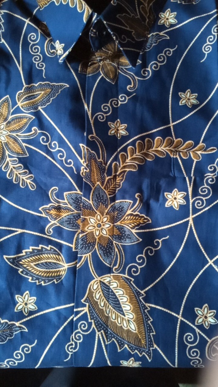 Batik Pria Kembang Biru Batik Solo Halus Asli Katun Primisima Full Furing