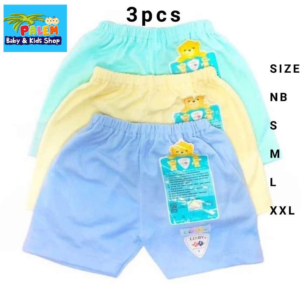 libby celana pendek warna polos s,m,l isi 3pcs