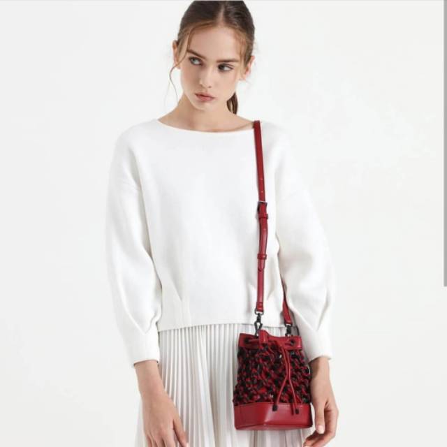 Tas cnk woven bucket bag