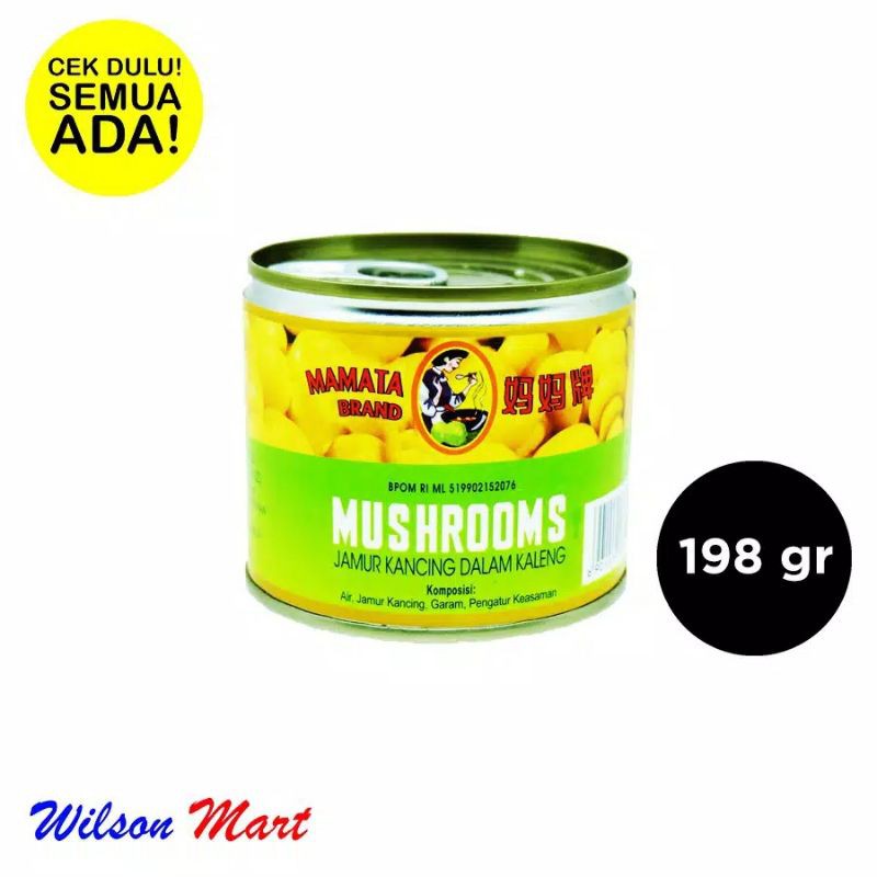 

MAMATA BRAND MUSHROOMS 198 GRAM JAMUR KANCING DALAM KALENG