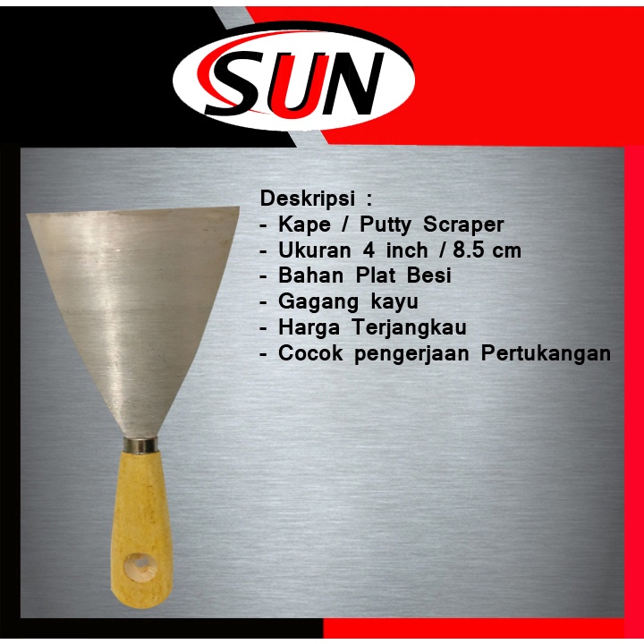 Kape Seng Gagang Kayu 4 Inch Putty Scraper Sekrap Skrap