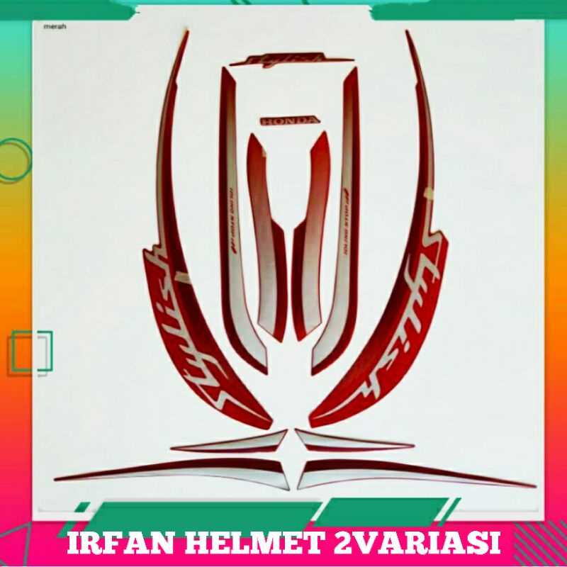 STIKER  MOTOR SCOOPY STYLISH TAHUN 2019 MERAH DOFF STIKER STRIPING STANDARD STIKER STRIPING TERMURAH
