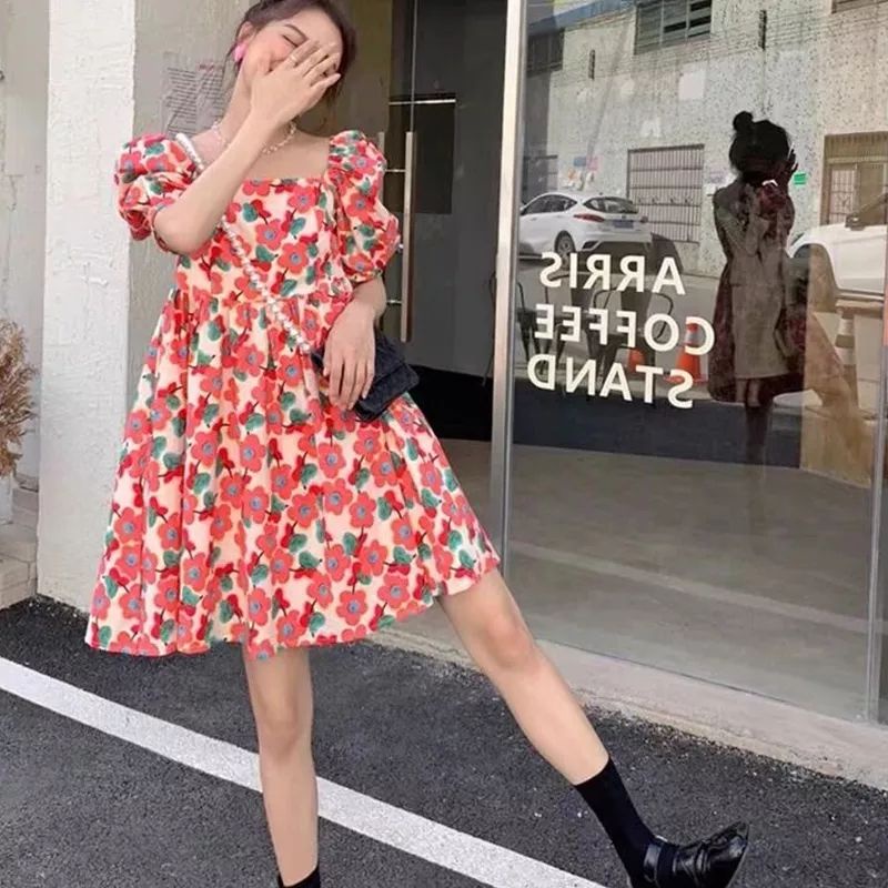 (FIFELS) Dress Korea Puff Sleeve Terusan Dress AGATHA import 3064