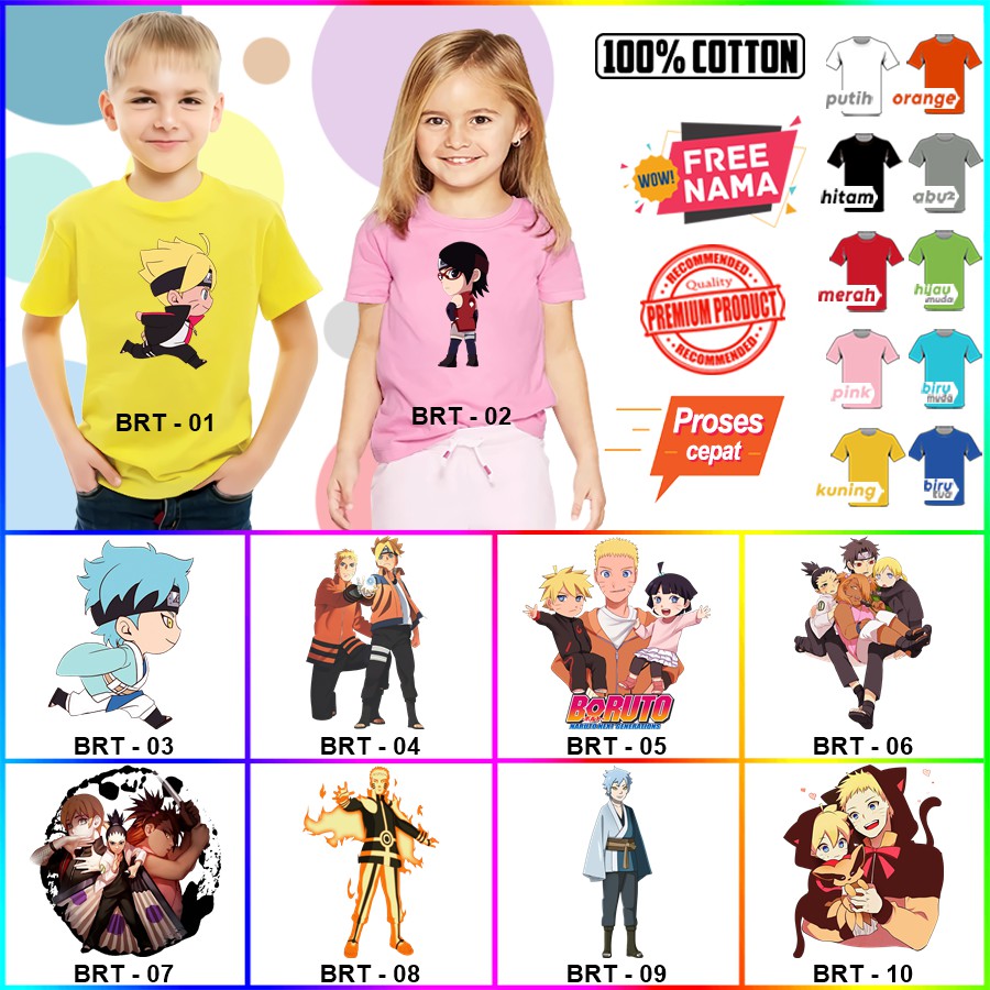 Baju Kaos ANAK DAN DEWASA BORUTO COUPLE (FREE NAMA)