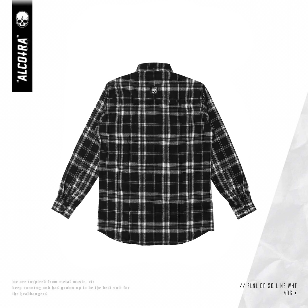 FLANEL DP SQ LINE WHT // FLANEL SQUARE LINE WHITE KANTONG DUA