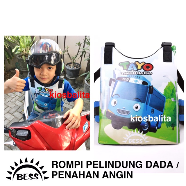 FREE MASKER!! ROMPI PELINDUNG DADA ANAK BONCENGAN MOTOR / ROMPI PENAHAN ANGIN ANAK / ROMPI PRINTING